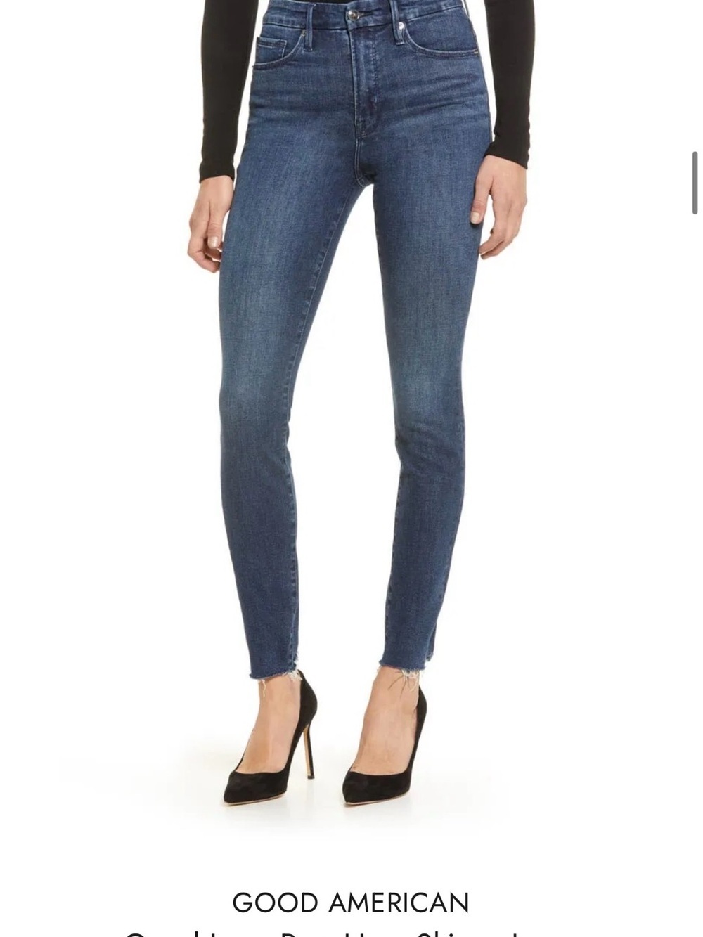 GOOD AMERICAN Good Legs Raw Hem Skinny Jeans